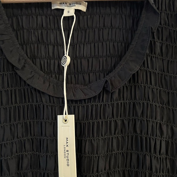 Max Studio dress textured Georgette & velvet maxi black Sz Small - Picture 4 of 5